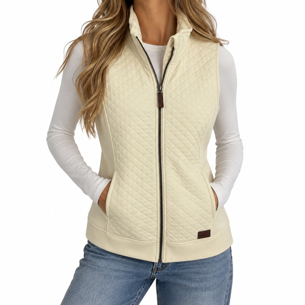 LL Bean Quilted Full Zip Vest Womens M Sleeveless Mock Neck Gorpcore Outdoor